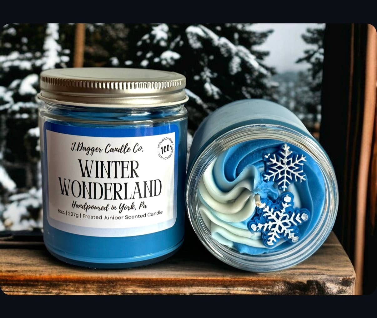 Winter Wonderland Holiday Dessert Soy Candle: J Dagger Candle Co. - 8oz.