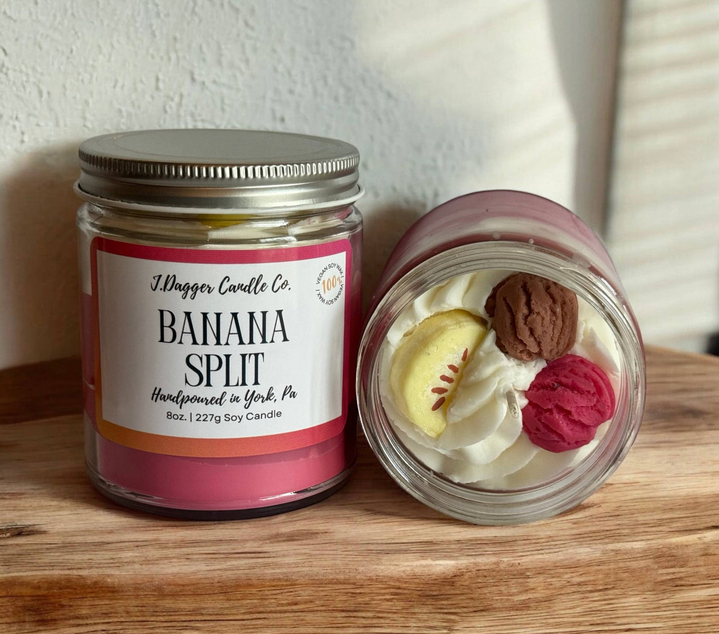 Banana Split Dessert Soy Candle by J Dagger Candle Co.