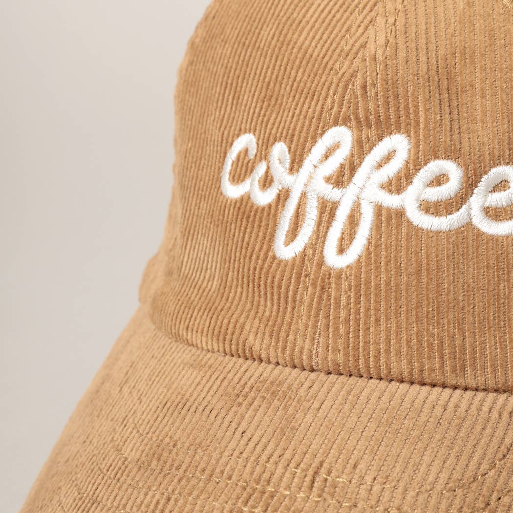 COFFEE Embroidered Corduroy Cap