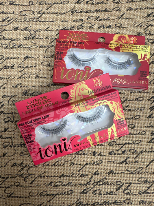 Ioni PRE-GLUE STRIP LASHES 3D Faux Mink Eyelashes VARIOUS STYLES (1 Pair Pack)