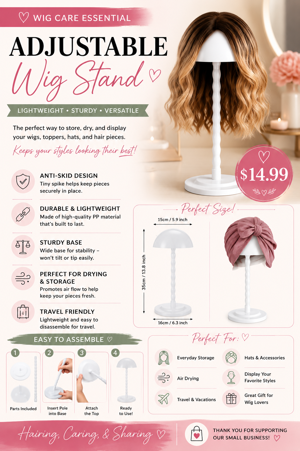 Adjustable Wig Stand by Tia Maria Wigs