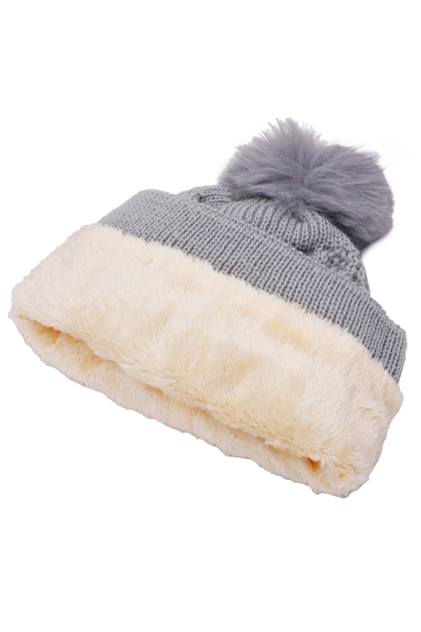 Chevron Braided Knitted Sherpa Fleece Lined Beanie by Cap Zone