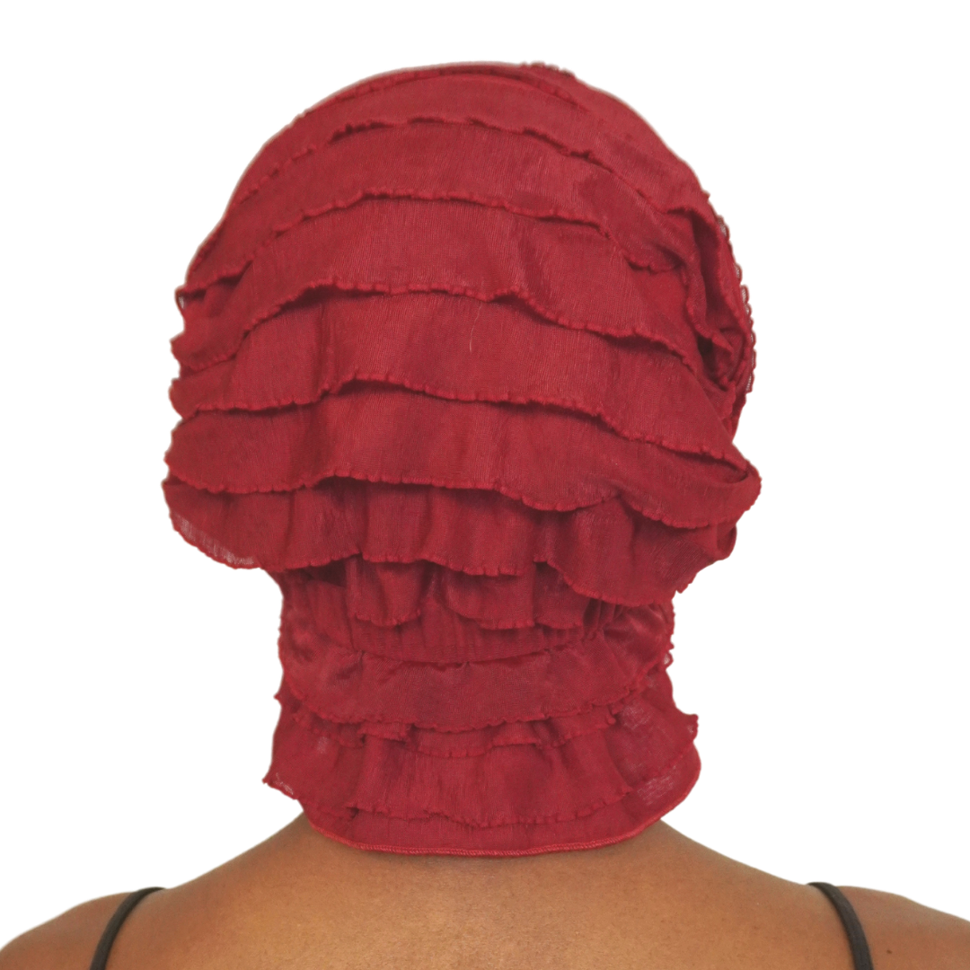 Merlot Wine Ruffle Chemo Beanie by Chemo Beanies
