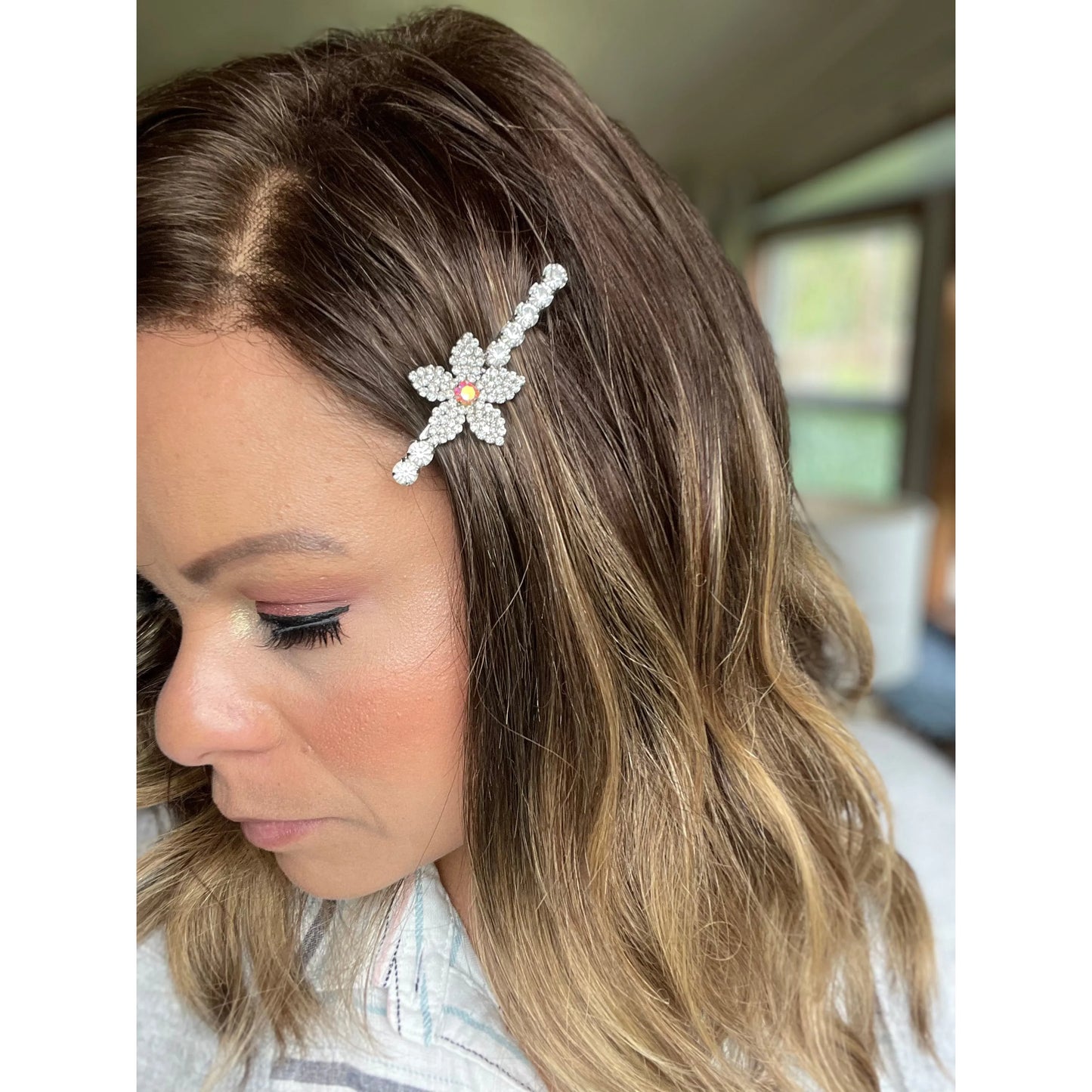 Rhinestone Flower Barrette