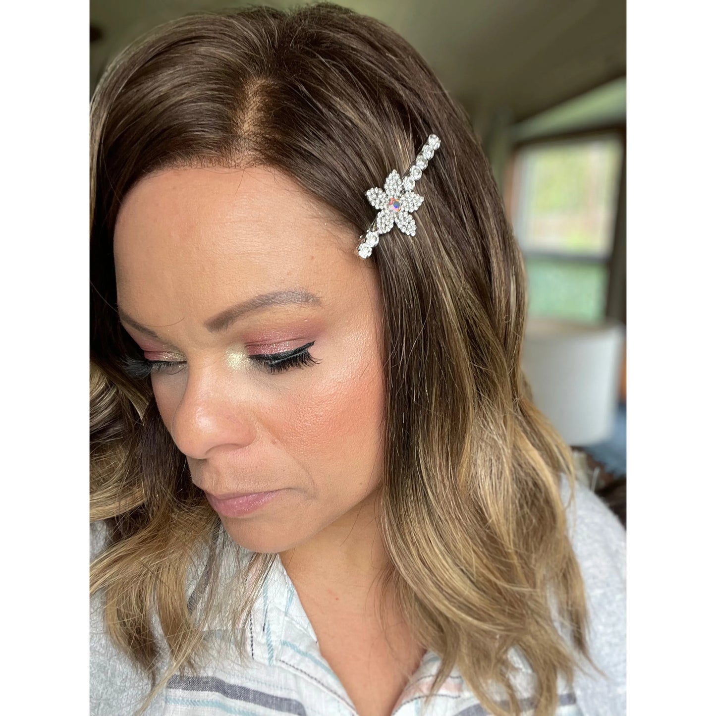 Rhinestone Flower Barrette