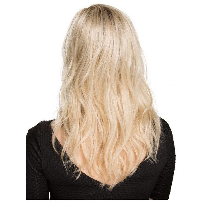 ARROW by ELLEN WILLE in CHAMPAGNE ROOTED 22.25.16 | Light Beige Blonde, Medium Honey Blonde, and Platinum Blonde Blend with Dark Roots