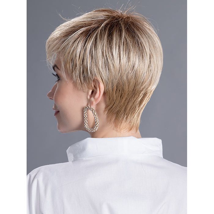 ELAN by ELLEN WILLE in SANDY BLONDE ROOTED 22.20.25 | Light Neutral Blonde, Light Strawberry Blonde, and Lightest Golden Blonde blend with Dark Shaded Roots