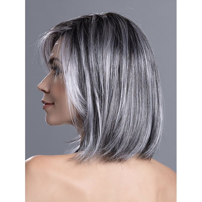 FLIRT by ELLEN WILLE in SALT/PEPPER ROOTED 39.44.60 | Darkest/Dark Brown base with Pearl White and Grey Blend and Shaded Roots
