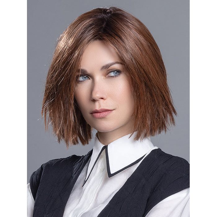 LIA by ELLEN WILLE in CINNAMON BROWN ROOTED 33.30.130 | Dark Auburn, Light Auburn and Deep Copper Brown Blend with Dark Shaded Roots