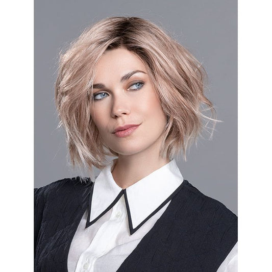 LIA by ELLEN WILLE in CANDY BLONDE ROOTED 101.27.60 | Pearl Platinum, Dark Strawberry Blonde and Pearl White Blend with Dark Shaded Roots
