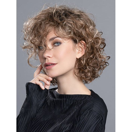 LOOP by ELLEN WILLE in TOBACCO ROOTED 9.27.26 | Medium Warm Brown, Dark Strawberry Blonde, and Light Golden Blonde blend with Dark Shaded Roots