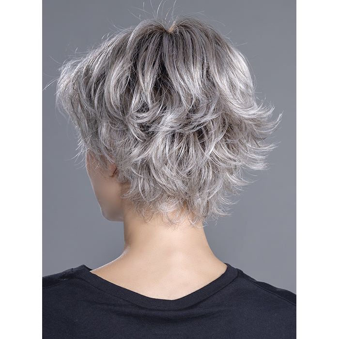 RAISE by ELLEN WILLE in STONE GREY ROOTED 56.60.48 | Blend of Medium Brown Silver Grey and White with Dark Roots