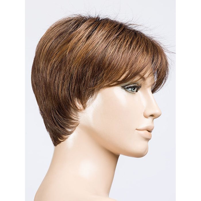 ELAN by ELLEN WILLE in CHOCOLATE ROOTED 830.27.33 | Medium Brown, Light Auburn, Dark Strawberry Blonde, and Dark Auburn blend with Dark Shaded Roots