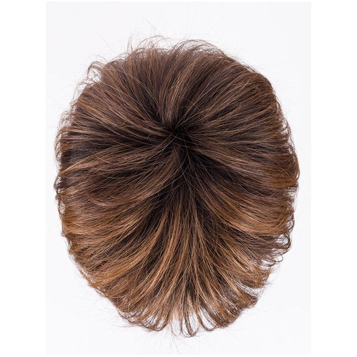 ELAN by ELLEN WILLE in CHOCOLATE ROOTED 830.27.33 | Medium Brown, Light Auburn, Dark Strawberry Blonde, and Dark Auburn blend with Dark Shaded Roots