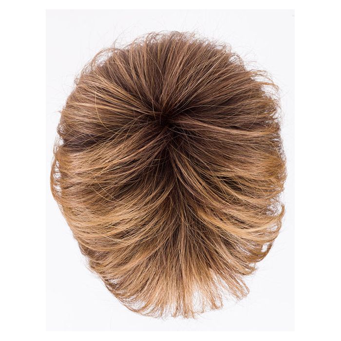 ELAN by ELLEN WILLE in MOCCA ROOTED 9.830.20 | Medium Warm Brown, Medium Brown, Light Auburn, and Light Strawberry Blonde blend with Dark Shaded Roots