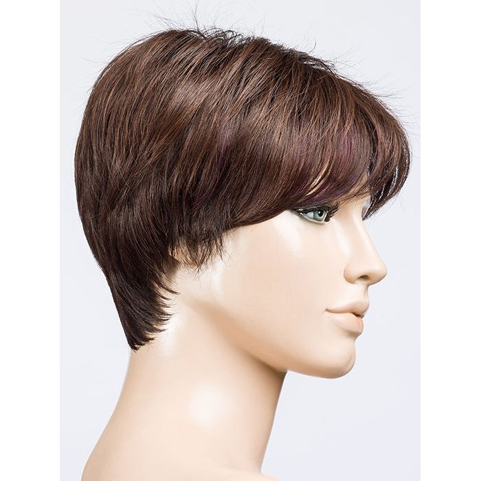 ELAN by ELLEN WILLE in PLUM BROWN ROOTED 4.33.133 | Darkest Brown, Dark Auburn, and Red Violet blend with Dark Shaded Rooted