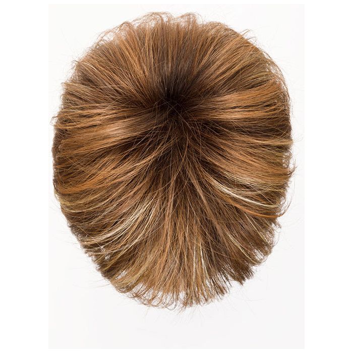 ELAN by ELLEN WILLE in TOBACCO ROOTED 8.27.26 | Medium Brown, Dark Strawberry Blonde, and Light Golden Blonde blend with Dark Shaded Roots