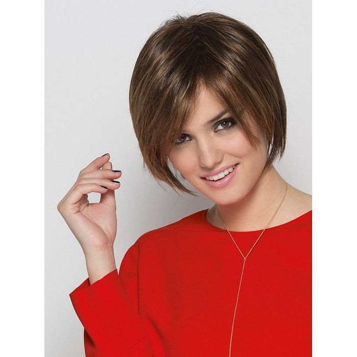 JAVA by ELLEN WILLE in TOBACCO ROOTED 27.830.19 | Medium Brown base with Light Golden Blonde Highlights and Light Auburn Lowlights and Dark Roots