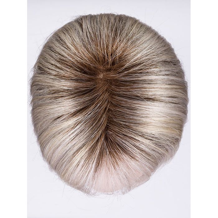PEARL ROOTED 101.48.60 | Pearl Platinum and Pearl White blend with Lightest Brown lowlights and 75% Grey throughout with Medium Brown Roots