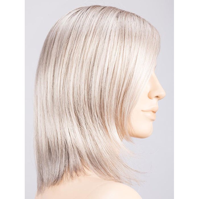 PEARL ROOTED 101.48.60 | Pearl Platinum and Pearl White blend with Lightest Brown lowlights and 75% Grey throughout with Medium Brown Roots