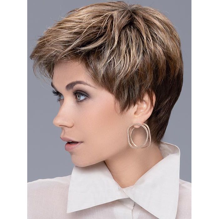 COOL by ELLEN WILLE in LIGHT BERNSTEIN ROOTED 8.20.27 | Light Auburn, Light Honey Blonde, and Light Reddish Brown Blend and Dark Roots