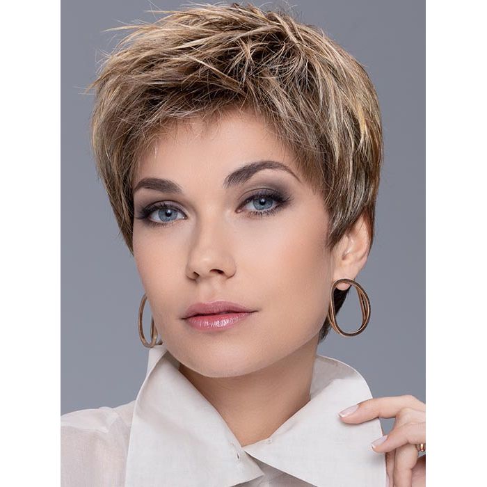 COOL by ELLEN WILLE in LIGHT BERNSTEIN ROOTED 8.20.27 | Light Auburn, Light Honey Blonde, and Light Reddish Brown Blend and Dark Roots