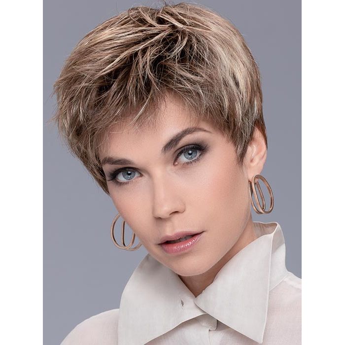 COOL by ELLEN WILLE in LIGHT BERNSTEIN ROOTED 8.20.27 | Light Auburn, Light Honey Blonde, and Light Reddish Brown Blend and Dark Roots