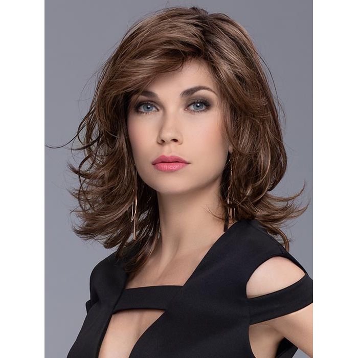 ALIVE by ELLEN WILLE in CHOCOLATE ROOTED 830.6 | Medium to Dark Brown Base with Light Reddish Brown Highlights and Dark Roots