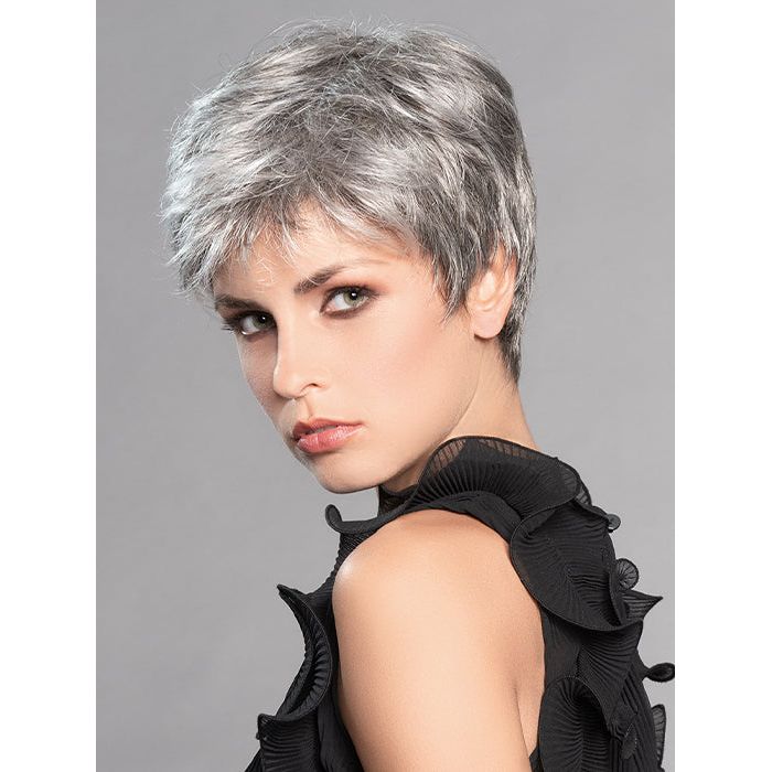 DEBBIE by ELLEN WILLE in SALT PEPPER MIX 39.51.44 | Light Natural Brown with 75% Gray, Medium Brown with 70% Gray, and Pure White Blend