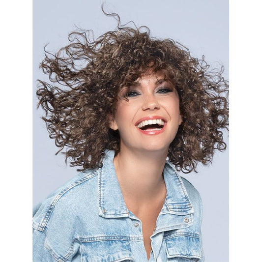 DISCO by ELLEN WILLE in CHOCOLATE ROOTED 6.830 | Medium to Dark Brown base with Light Reddish Brown Highlights and Dark Roots