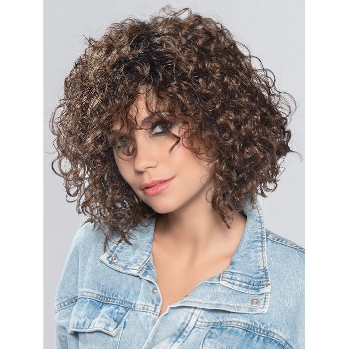 DISCO by ELLEN WILLE in CHOCOLATE ROOTED 6.830 | Medium to Dark Brown base with Light Reddish Brown Highlights and Dark Roots