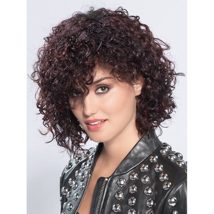 DISCO by ELLEN WILLE in AUBERGINE ROOTED 131.133.132 | Darkest Brown with hints of Plum at the base and Bright Cherry Red and Dark Burgundy Highlights