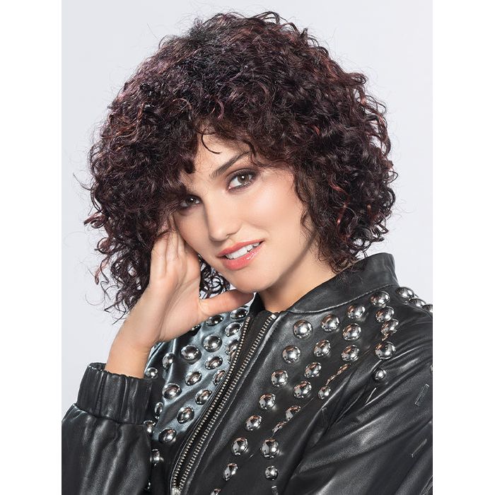 DISCO by ELLEN WILLE in AUBERGINE ROOTED 131.133.132 | Darkest Brown with hints of Plum at the base and Bright Cherry Red and Dark Burgundy Highlights