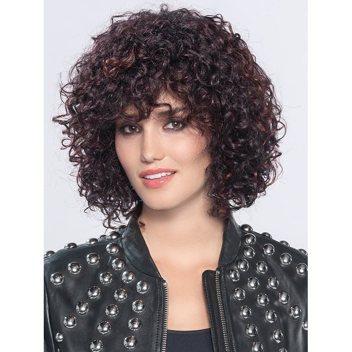DISCO by ELLEN WILLE in AUBERGINE ROOTED 131.133.132 | Darkest Brown with hints of Plum at the base and Bright Cherry Red and Dark Burgundy Highlights