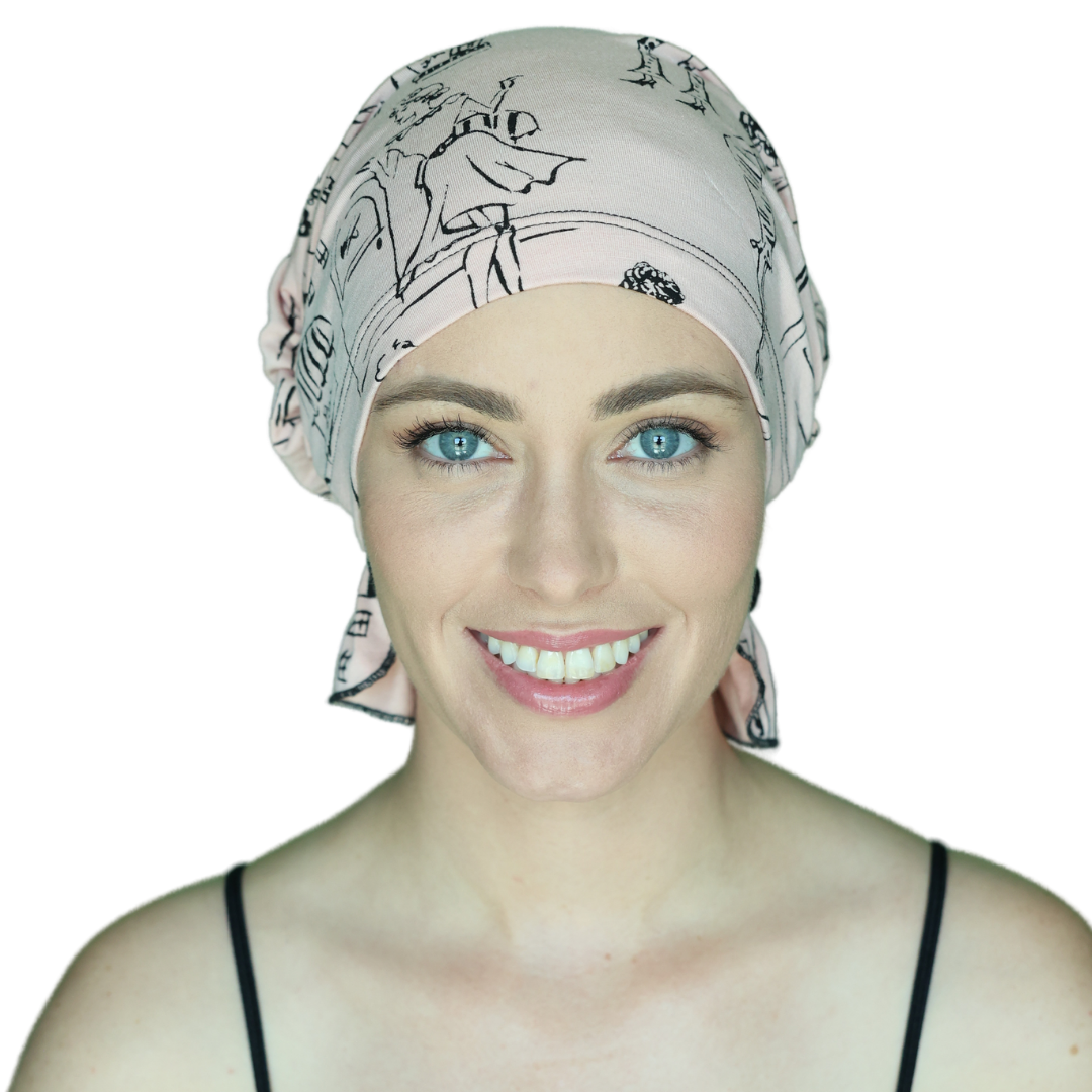 Pink Ladies Paris Scenes Chemo Beanie by Chemo Beanies