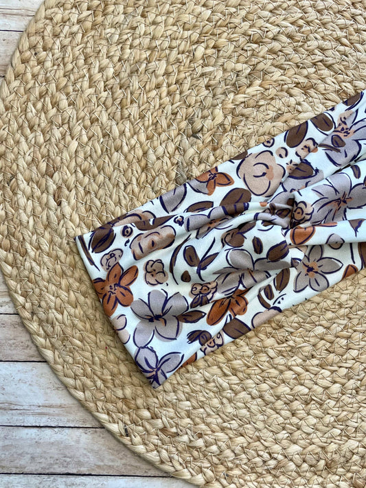 London Garden Brown & Gray Knit Twist Headband - Designs by Rachel Joy
