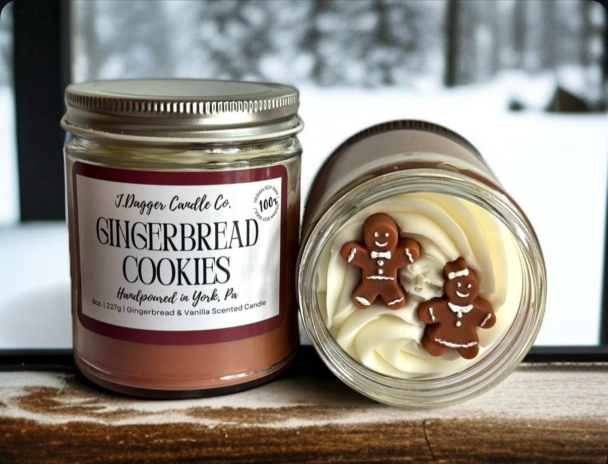 Gingerbread Cookies Holiday Dessert Soy Candle: J Dagger Candle Co. - 8oz.
