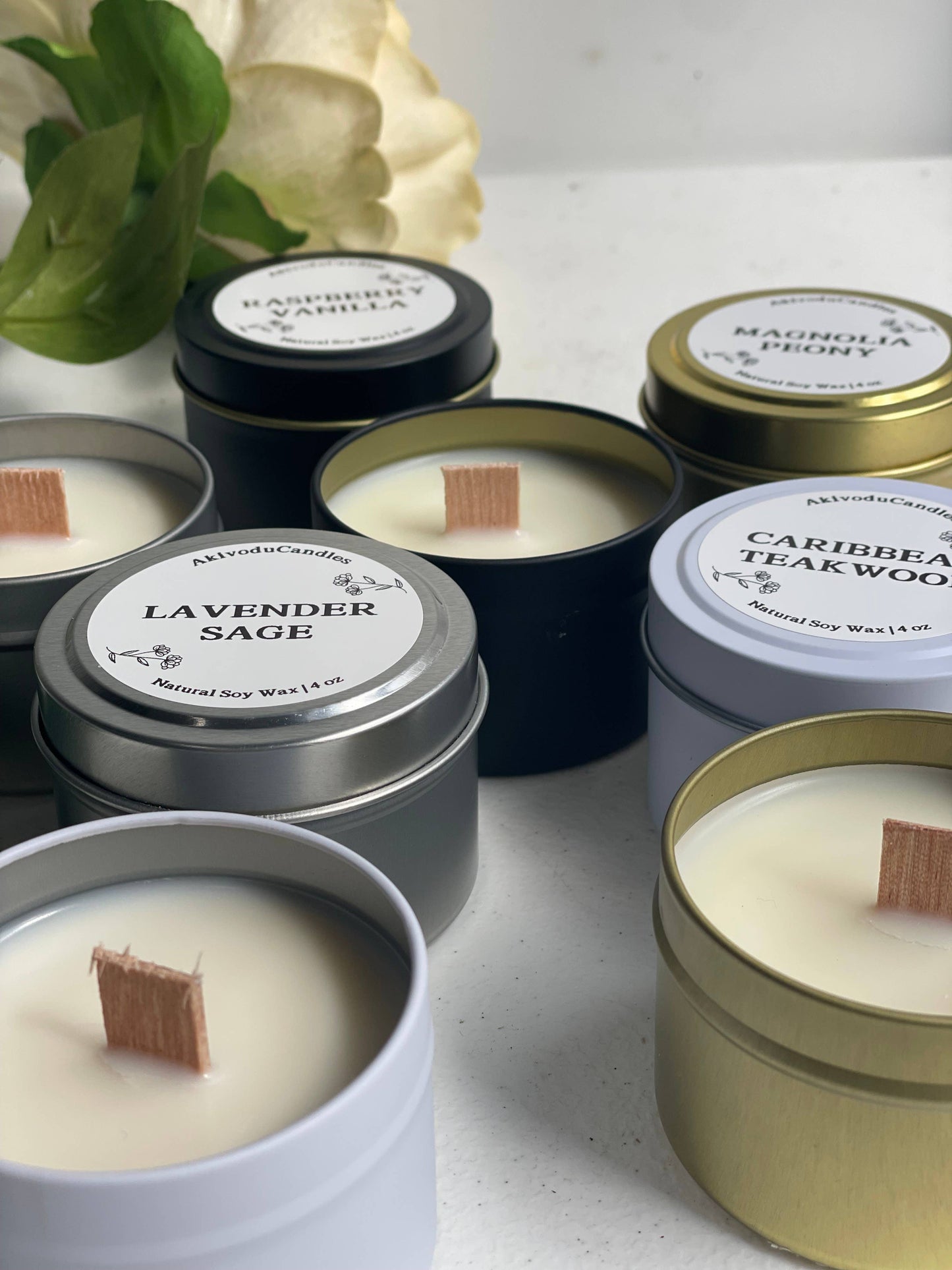 Wood Wick Candle – 4 oz by Akivodu Candles - Various Scents