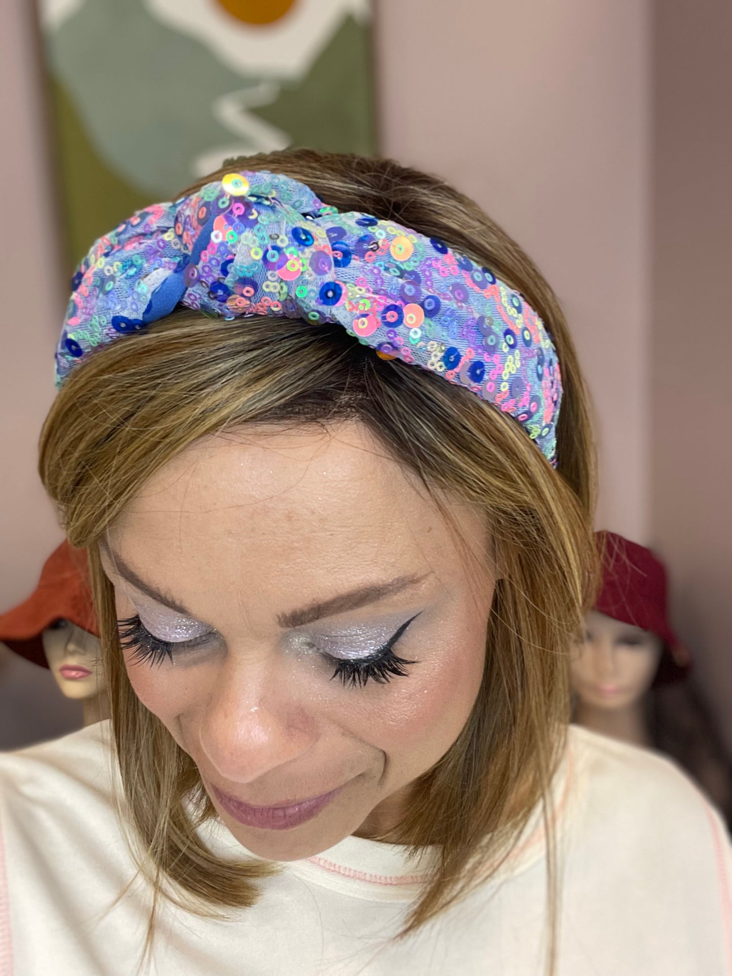 Pastels Sequins Top Knot Headband – Various Colors