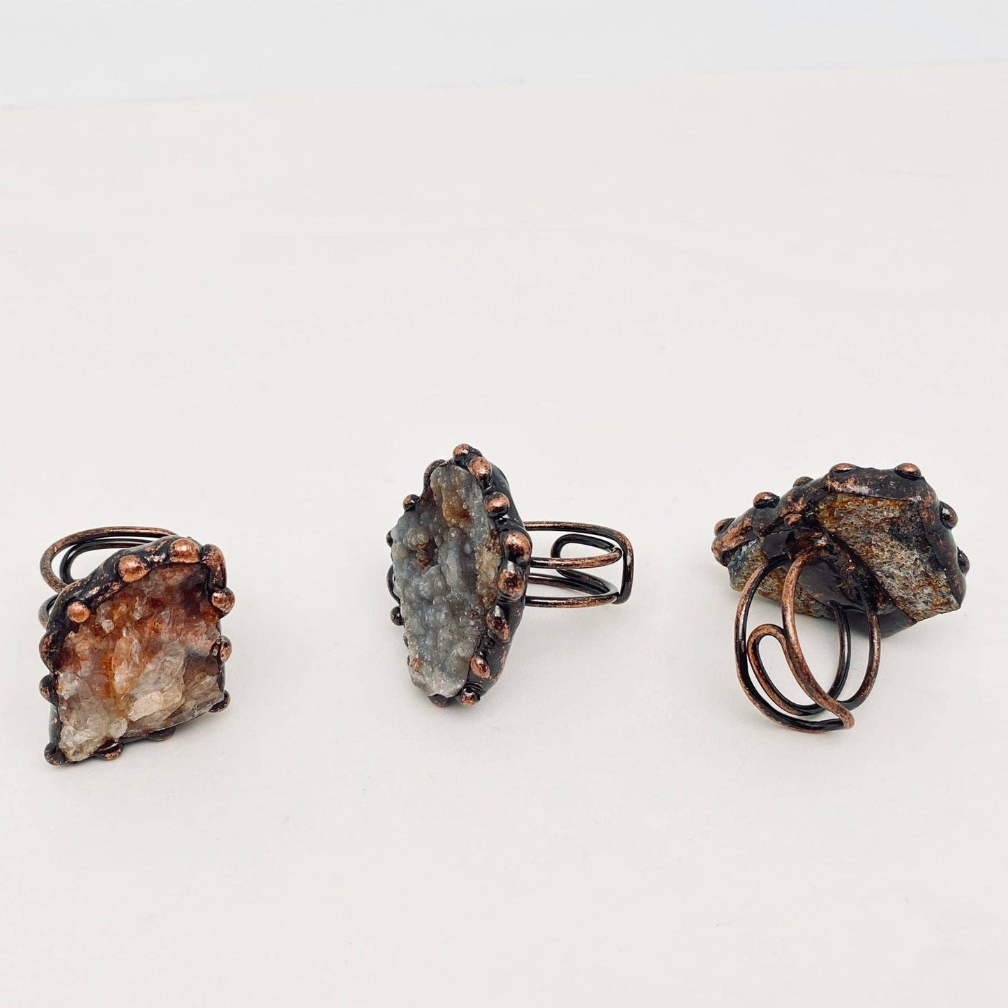 Irregular Natural Agate Rough Stone Adjustable Ring - CS
