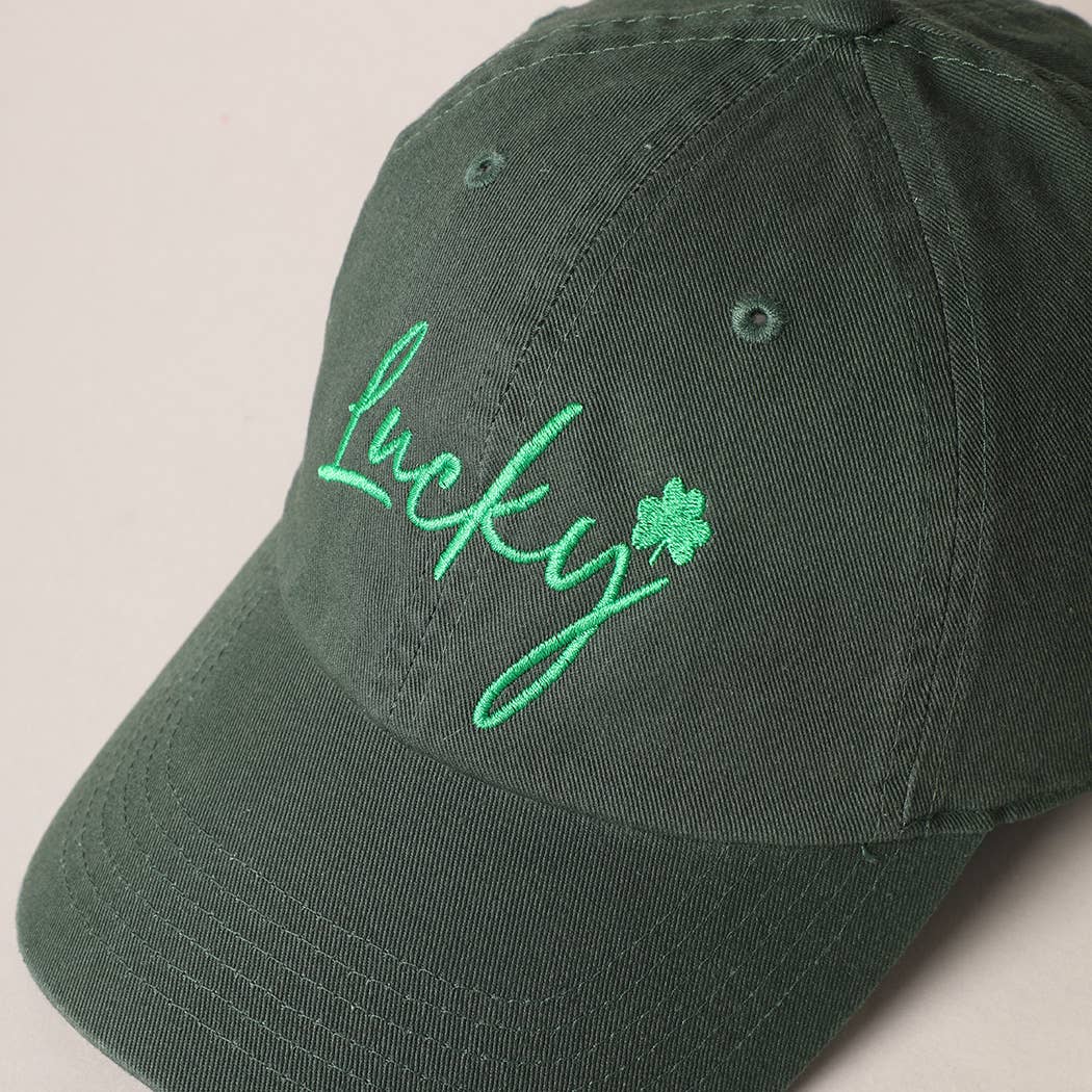 Lucky Lettering Embroidered Baseball Cap