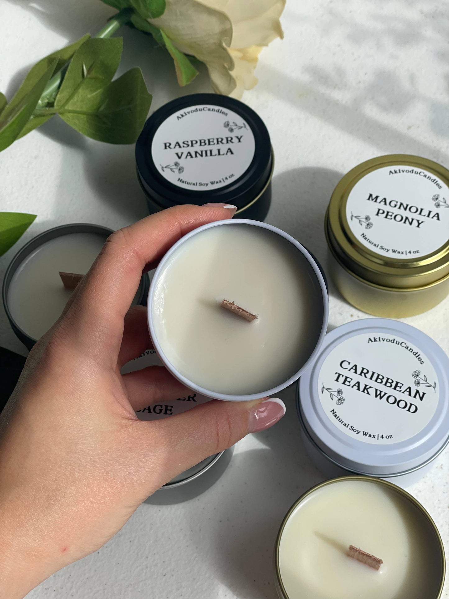 Wood Wick Candle – 4 oz by Akivodu Candles - Various Scents