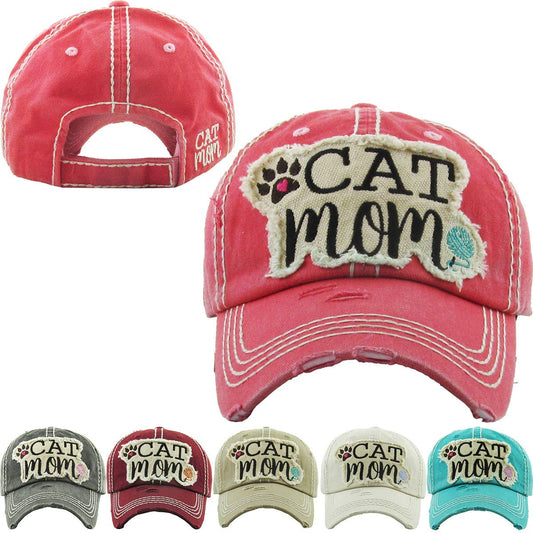 CAT MOM Washed Vintage Ball Cap