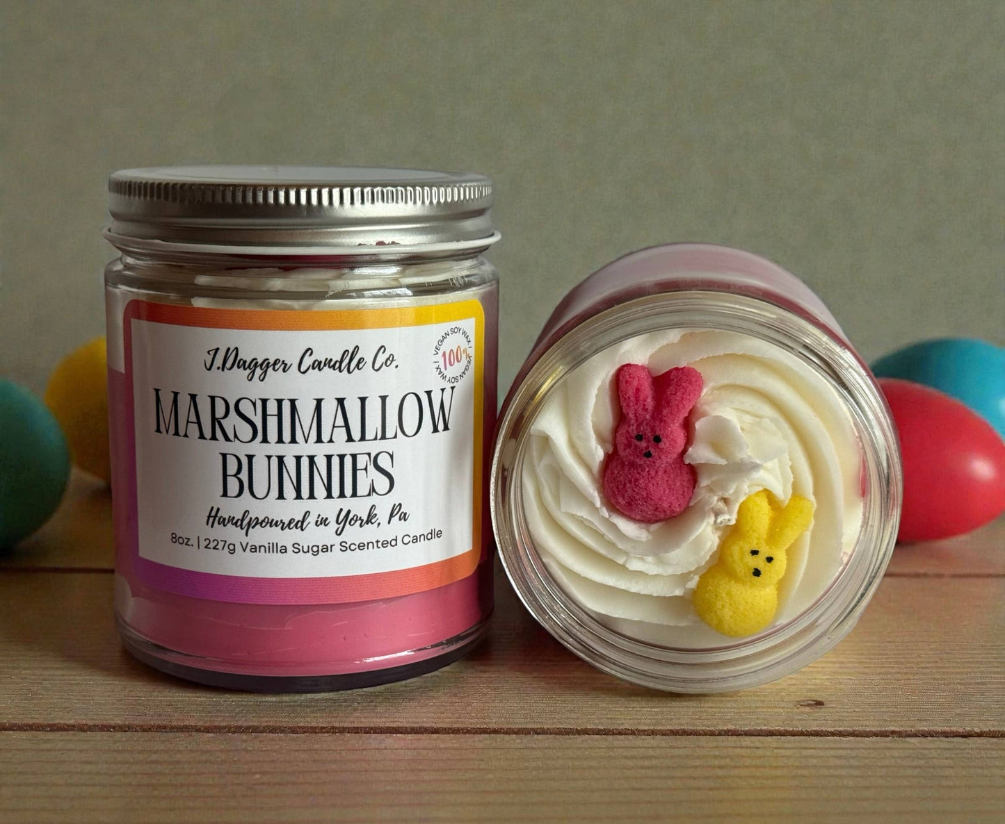Marshmallow Peeps Easter Themed Soy Dessert Candle by J Dagger Candle Co.
