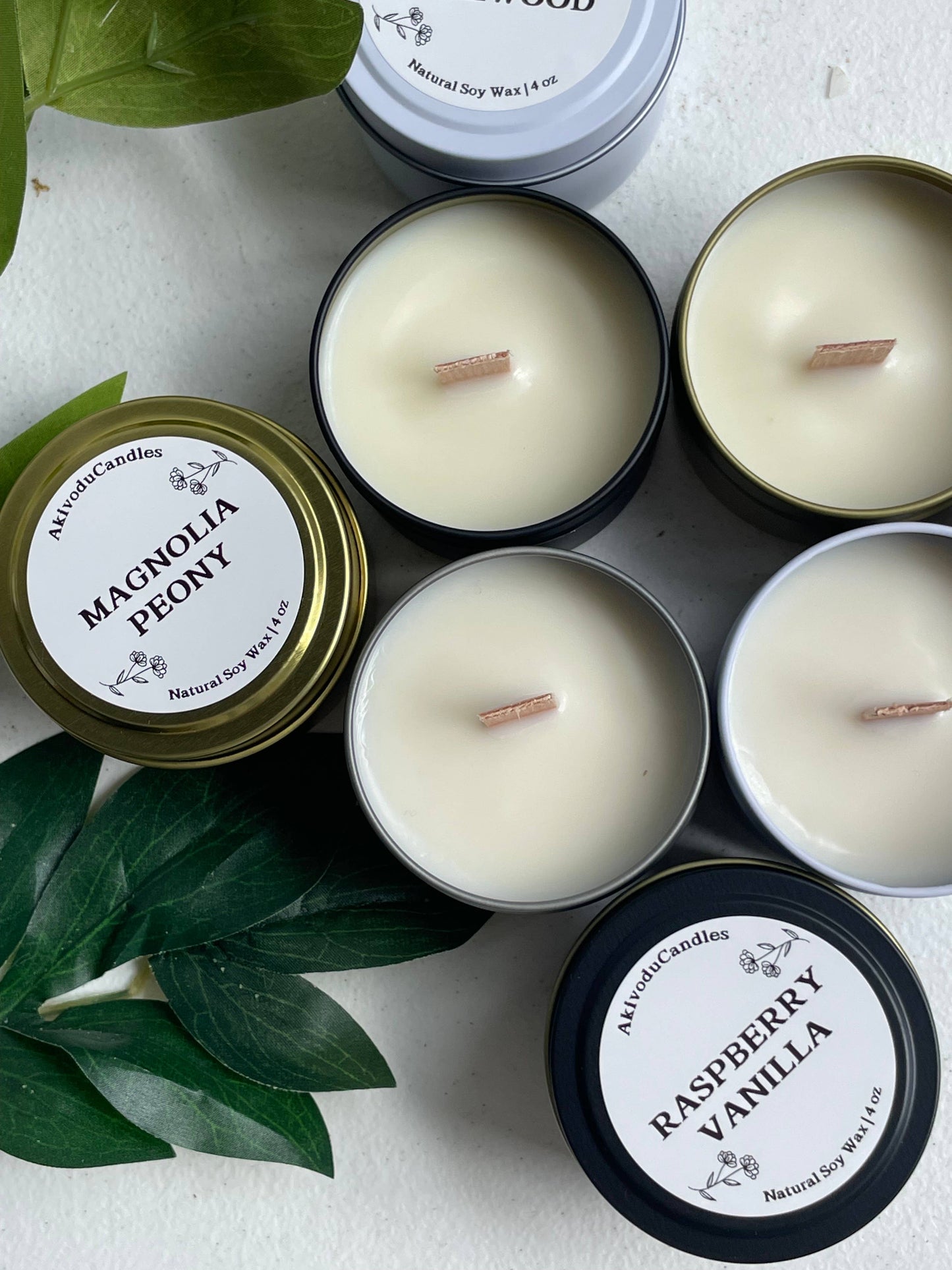 Wood Wick Candle – 4 oz by Akivodu Candles - Various Scents