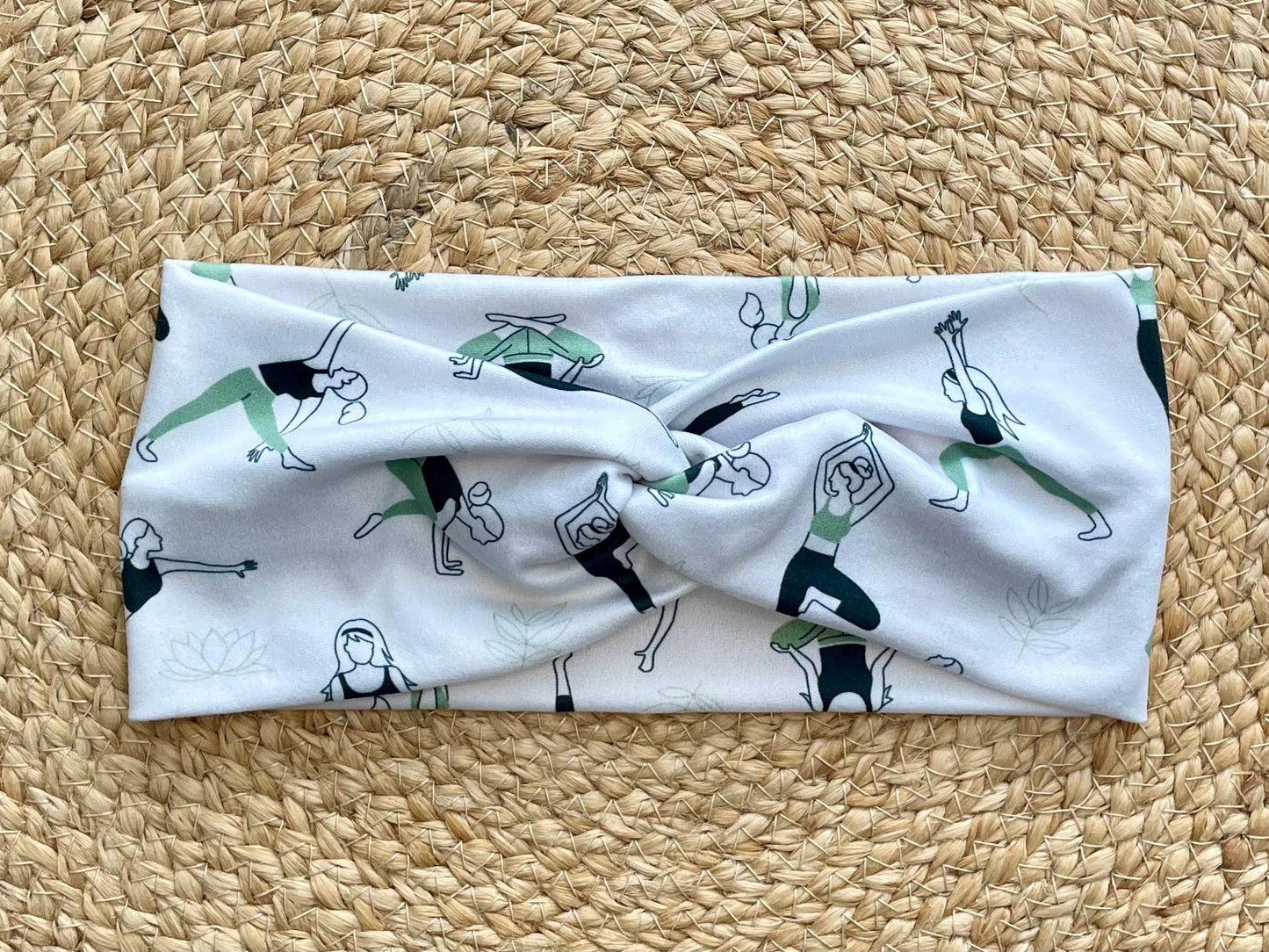 Yoga in Green Knit Twist Headband by Designs by Rachel Joy
