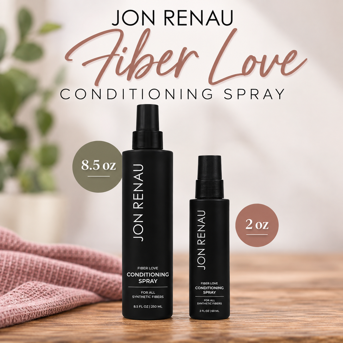Fiber Love Synthetic Conditioning Spray by Jon Renau – 2 oz & 8.5 oz