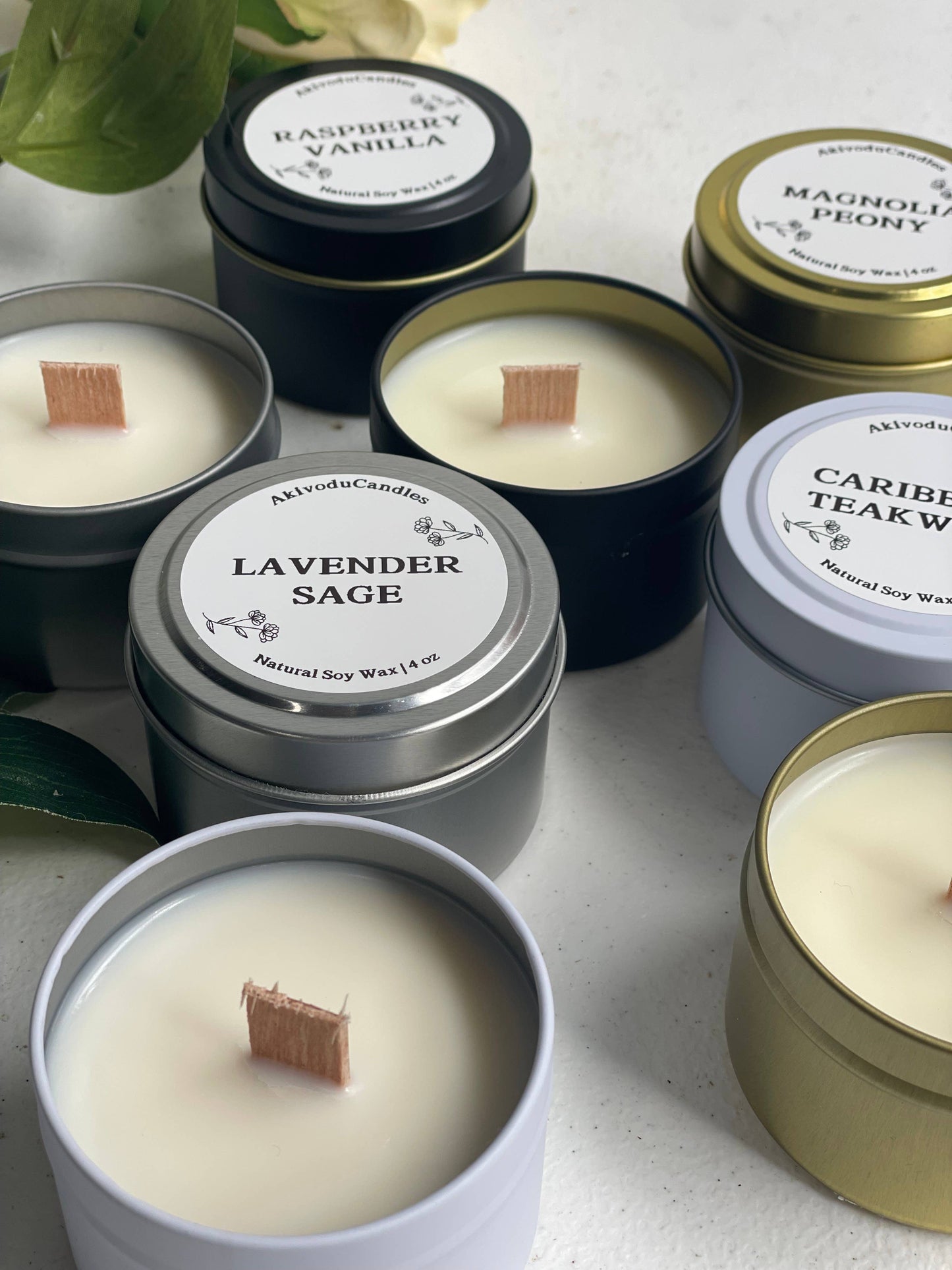 Wood Wick Candle – 4 oz by Akivodu Candles - Various Scents