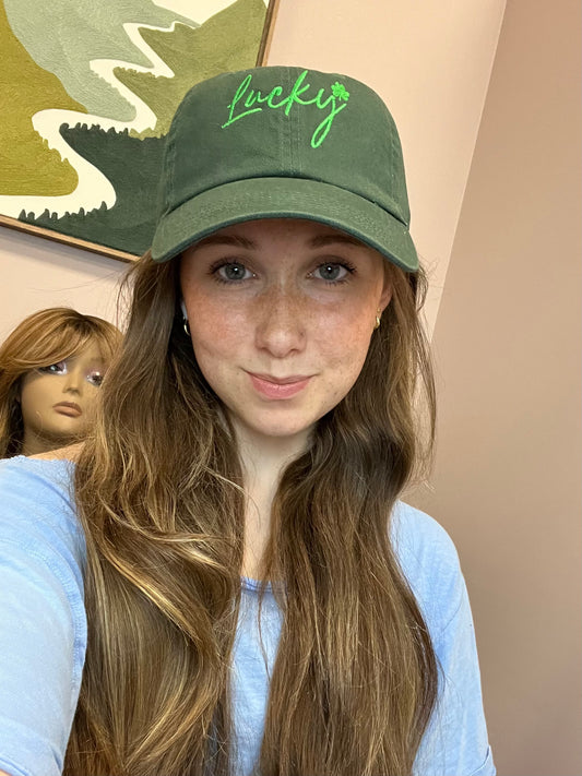 Lucky Lettering Embroidered Baseball Cap