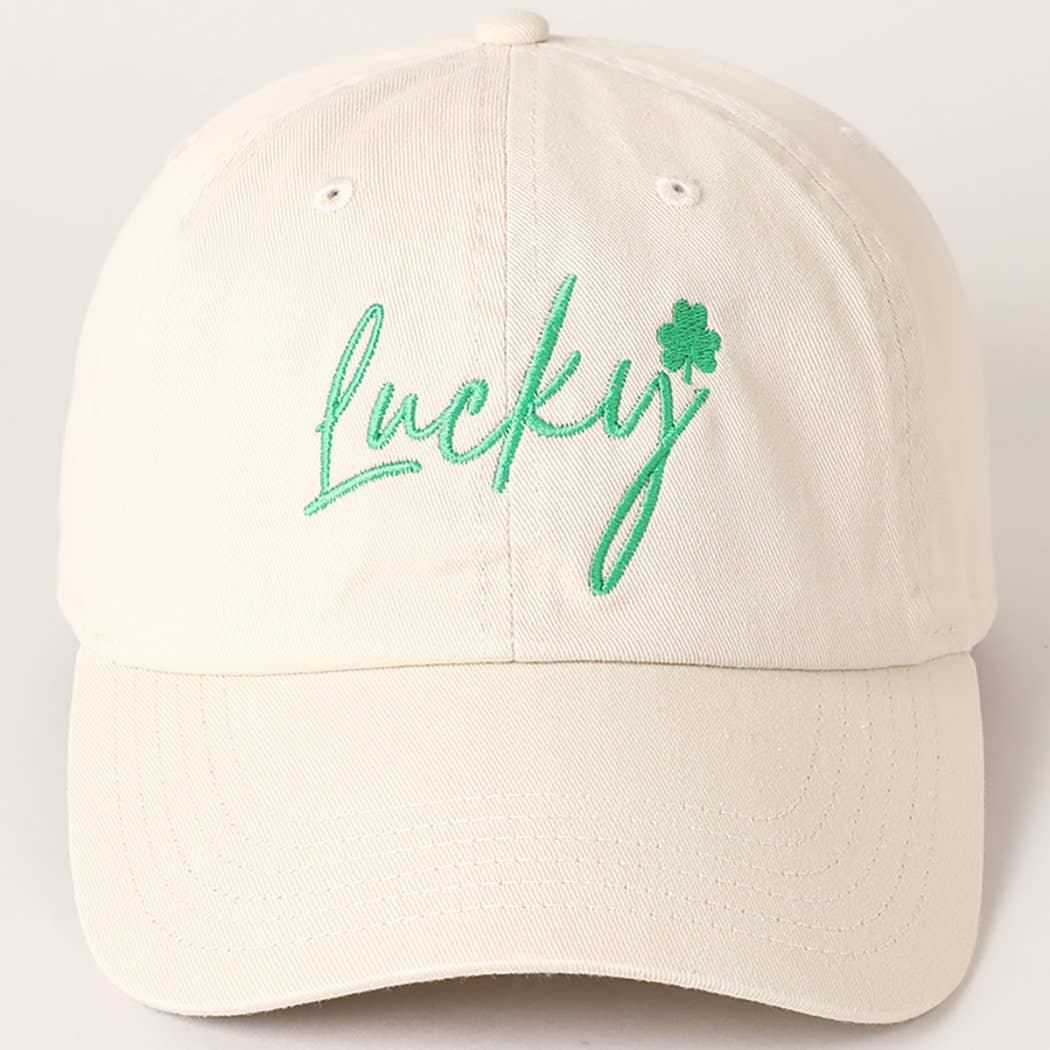 Lucky Lettering Embroidered Baseball Cap